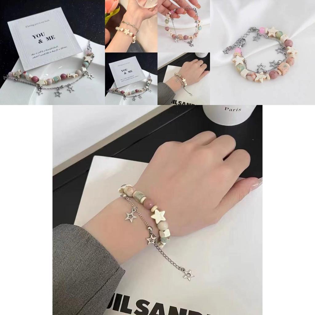 Luxurious Alloy Double Layer Star Bracelet For Women Trendy Bead Design Summer 2024