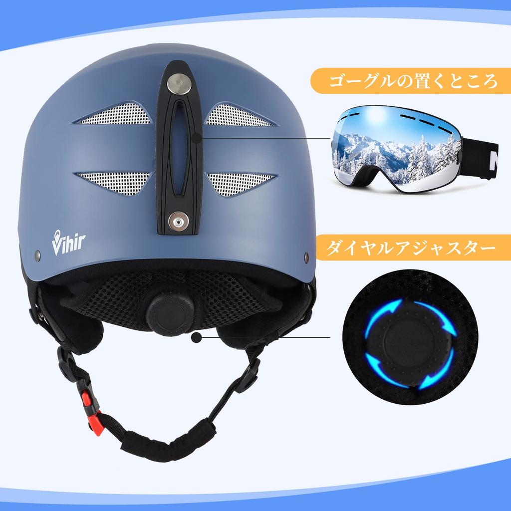 Vihir Ski Helmet with Adjustable Goggle and Audio Removable Liner and Ear Snowboard Helmet for and Youth Vents, Compatible, Pads, Men, Women,