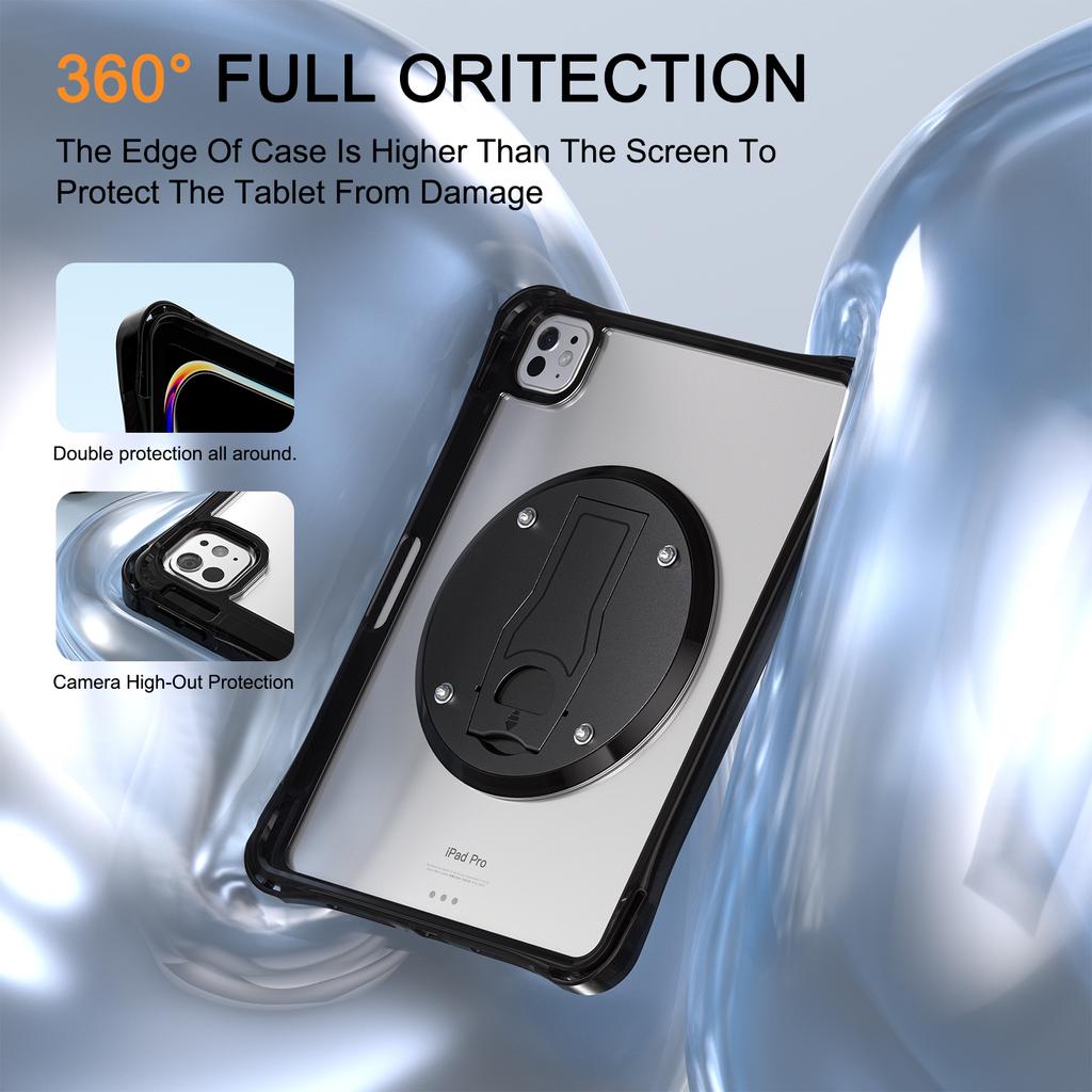 For iPad Pro 11 (2024) Clear Case PC+TPU+Acrylic Kickstand Tablet Back Cover