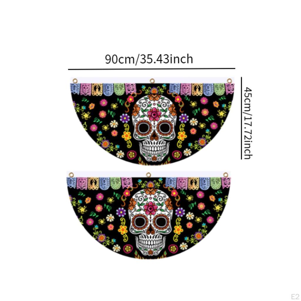 2 stück Mexikanischen Tag der Toten Bunting Flagge Halloween Schädel Fan Hängen Dekor für