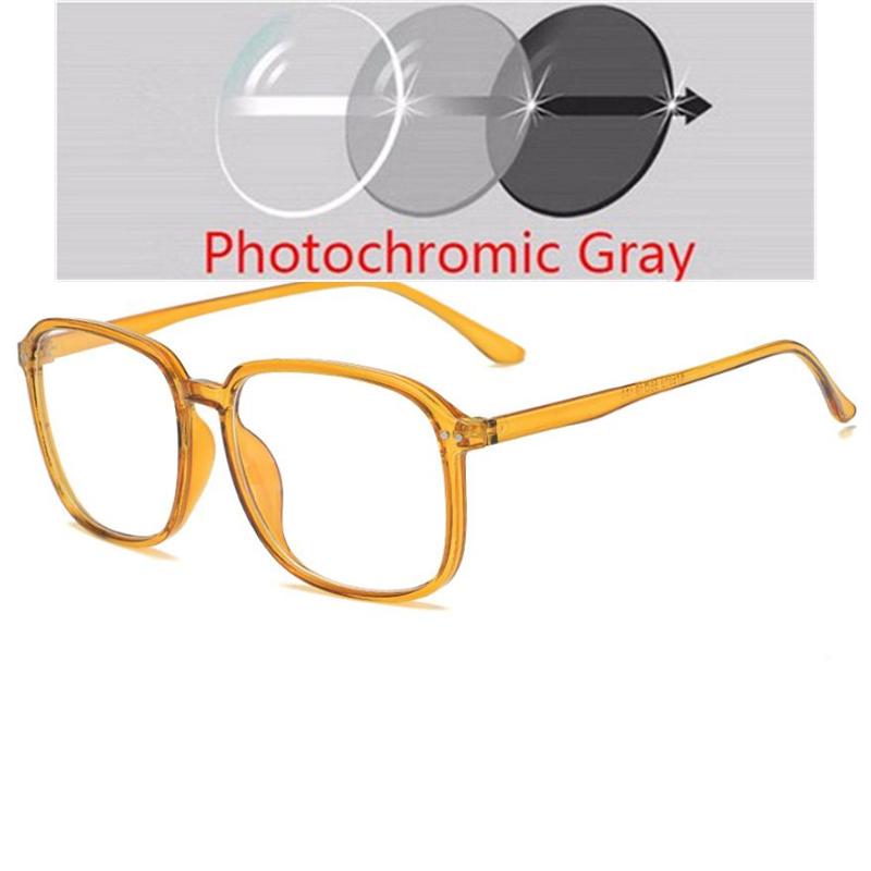 Sun Photochromic Square Prescription Spectacle Women Men Ultralight Pc Oversized Nearsighted Glasses 0 -0.5 -0.75 -1.0 To -6.0