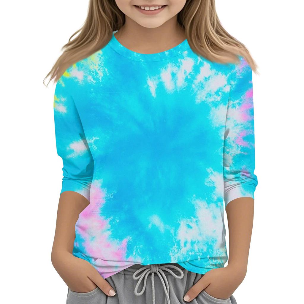 Children's 3/4 Sleeves Printed O-neck Top Everyday Casual T-shirt