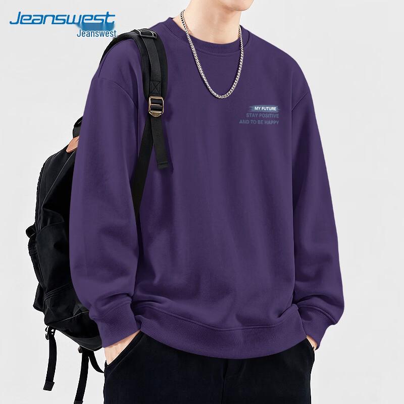 Jeanswest Men's Loose Fit Letter Print Crew Neck Sweatshirt