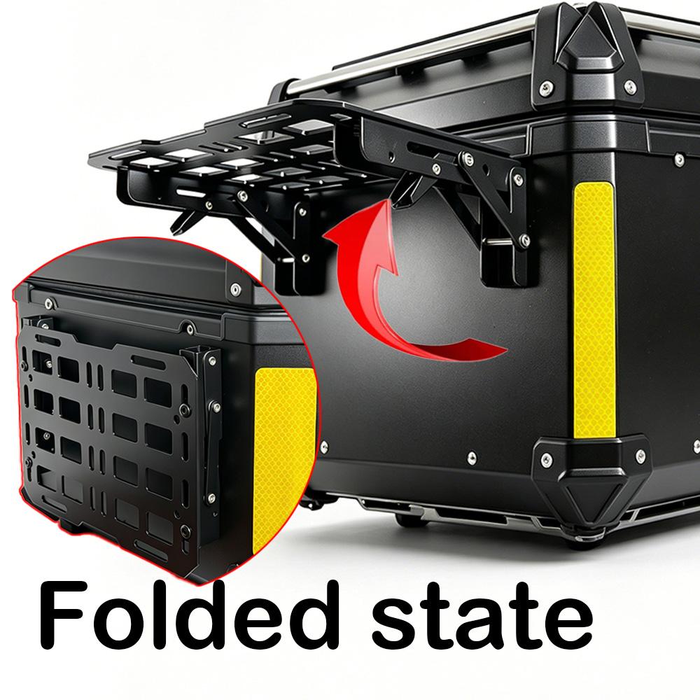 Folding Aluminum Motorcycle Trunk Tail Box Universal Top Case Quick-Mounting Molle Panel Tactical Storage Box Modular Organizer