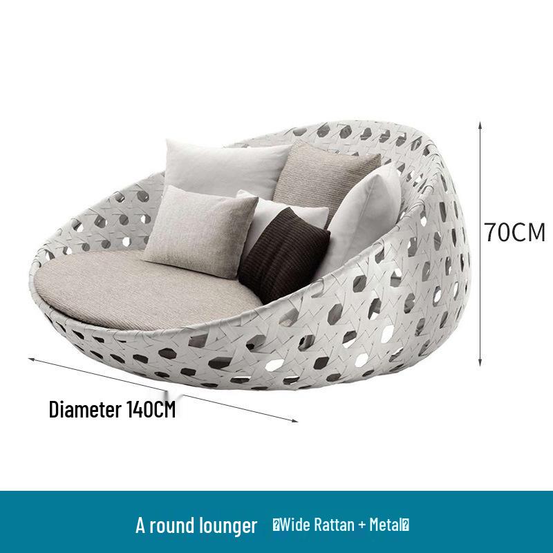 Round Rattan Outdoor Sofa Bed for Patio, Terrace, or Poolside Lounge