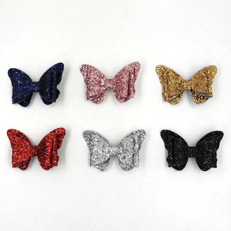 Girls Cute Sequins Double Butterfly Hair Clip Bow Hairpins DIY Headwear Bow Decor Hairgrip Toddler Hair Accessories