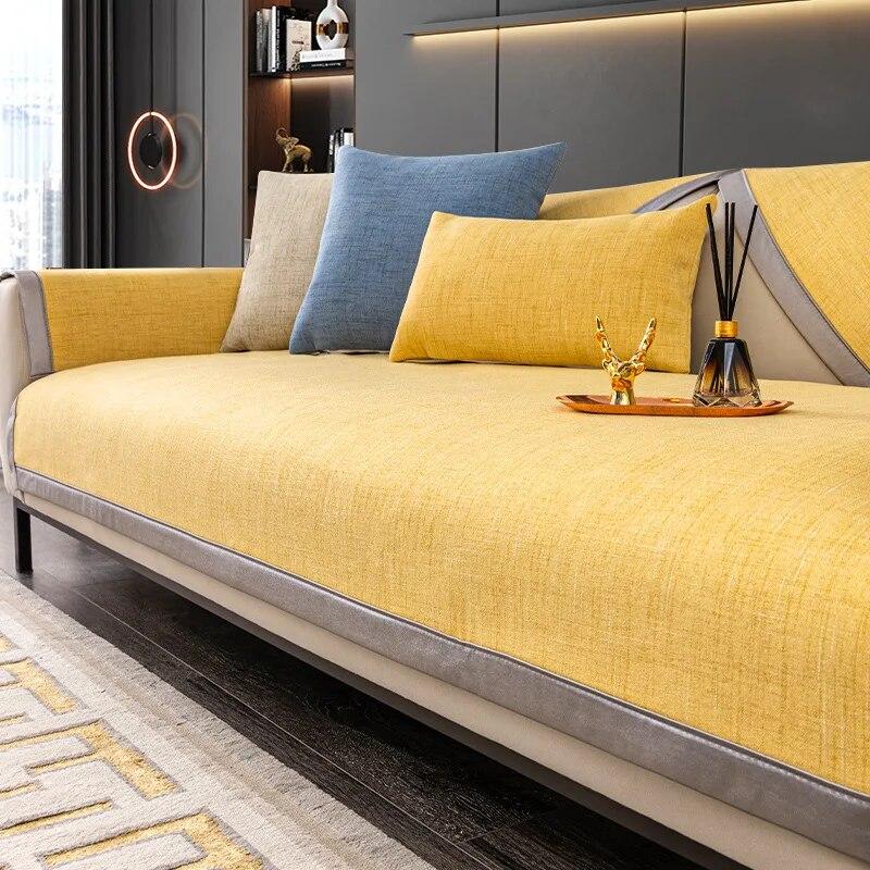 Linen Sofa Cushion Four Seasons Universal Non-Slip Seat Cushion Light Luxury Simple Modern High-End Sofa Cover Dustproof Cloth