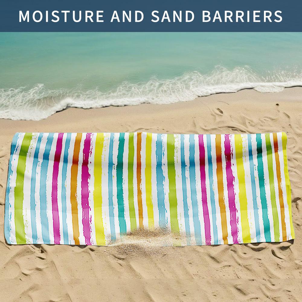 

New, double-sided velvet beach towel quick-drying sports towel printed bath towel [Spot sale]