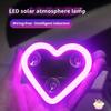Car Triangle Window LED Solar Powered Heart-shaped Neon Light Rear Window Illuminated Interior Decoration Atmosphere Light