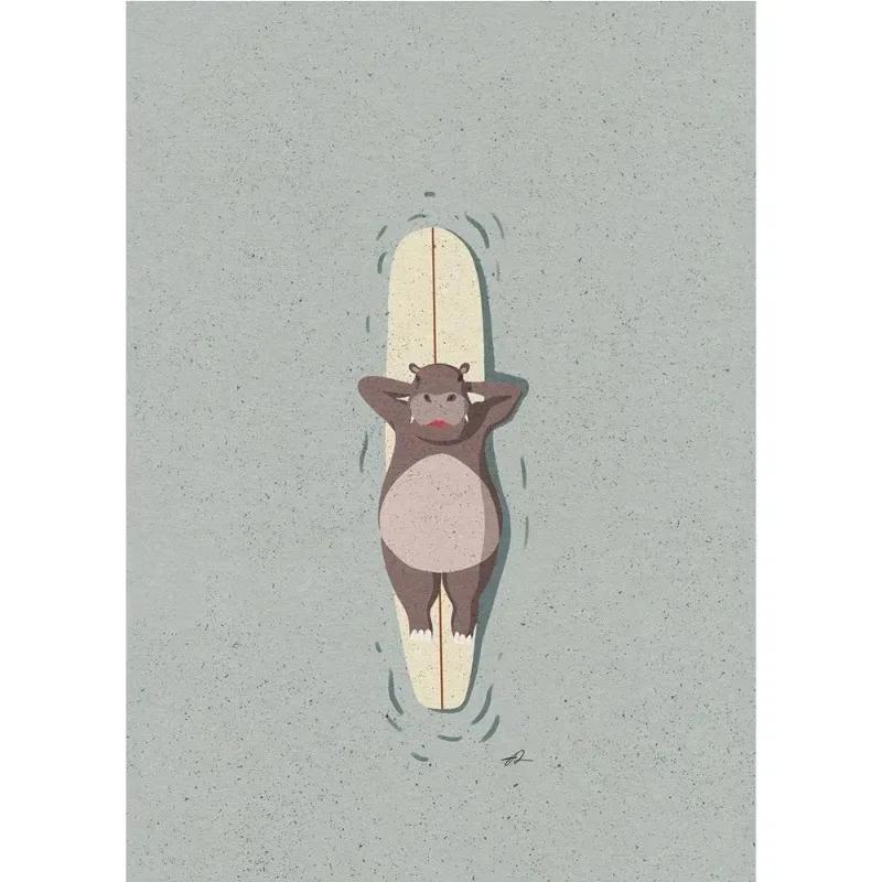 Funny Surfing Animal Retro Posters Canvas Painting Sloth Bear Panda Wall Art Picture for Modern Child Room Home Decor Art Gift