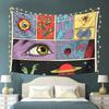 Abstract Art Collage Tapestry Eye and Planet Design Modern Wall Hanging Polyester Fabric for Bedroom or Dorm Decor