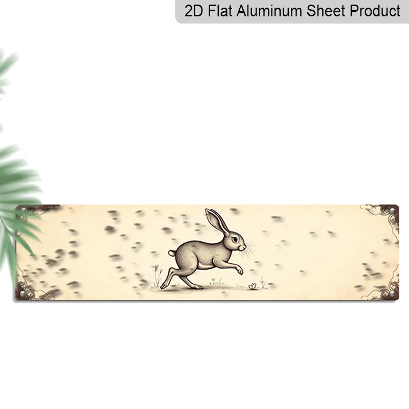 15.7×3.94inch Metal Sign, Featuring A Rustic Rabbit Design- Aluminum Decorative Sign. This Vintage Farmhouse Wall Art Is Perfect for Decorating Your