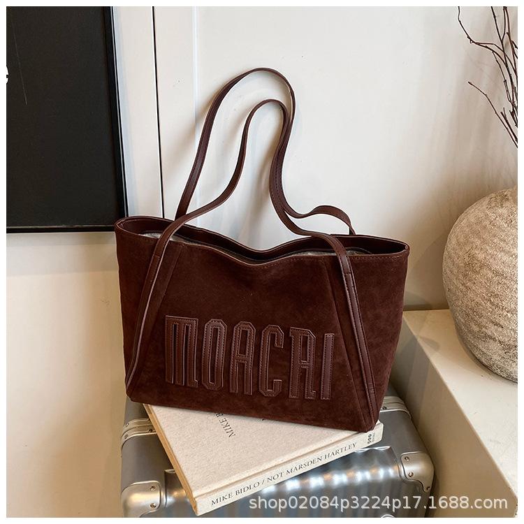 

New letter large capacity suede retro commuter underarm lazy temperament shoulder bag women s niche tote bag