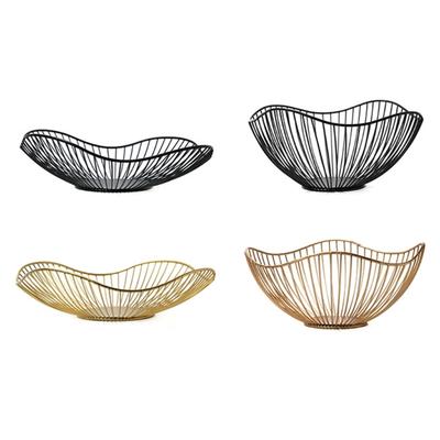 Elegant Metal Wire Fruit Basket Snacks Bread Storage Tray Decorative Centerpieces for Dining Table Or Living Room