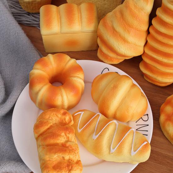 Simulation Bread Squeeze Toy Stress Relief Pineapple Bun Baguette Croissant Toast Sensory Toy