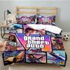 3PCS Theft Auto Bedding Set Printed Duvet Cover Closure Includes 1 Duvet Cover & 2 Pillowcases for All Seasons Bedroom Decor