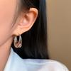 Gold Oval Ear Buckle 2026 Explosive Metal Earrings Light Luxury French Minimalist Design Earrings