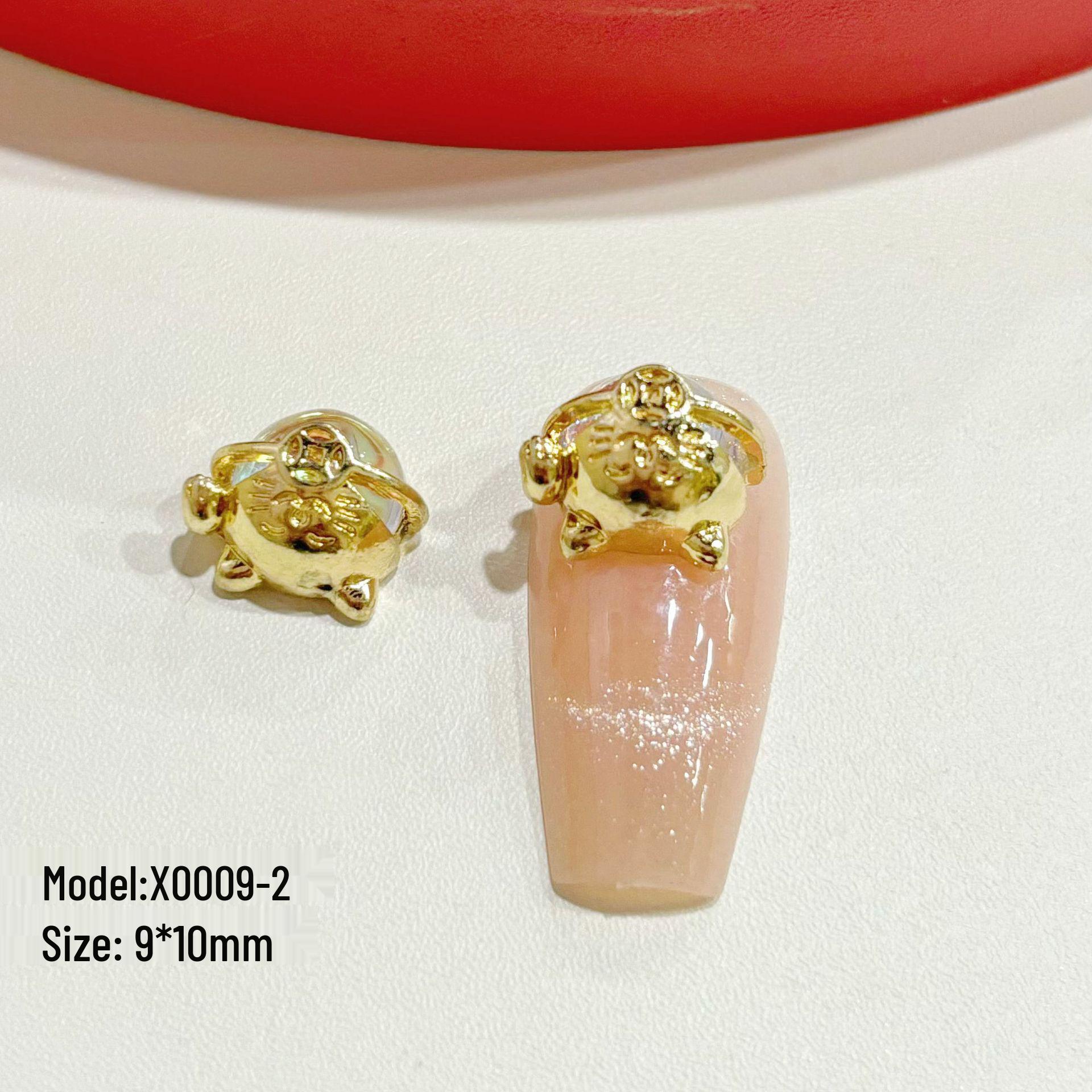 

Exquisite Lucky Cat & Golden Toad Nail Art Jewelry Set - Zircon & Metal Accessories