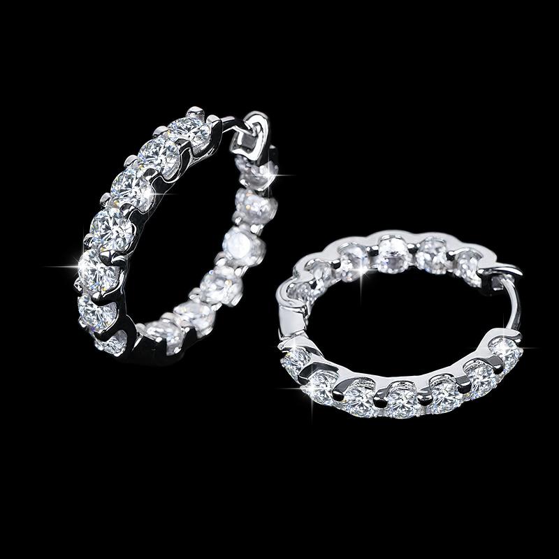 Fast Shipping S925 Silver Inlaid White Moissanite Hoop Earrings for Women Daily Wear Jewelry