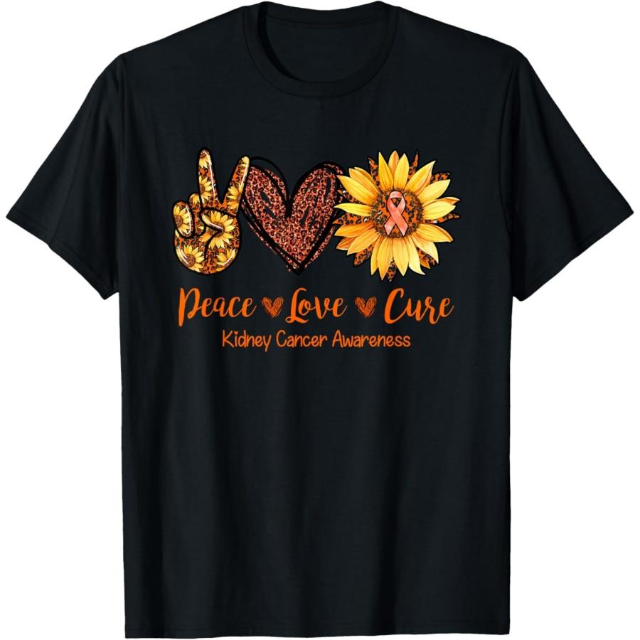 

Daisy Peace Love Cure Kidney Cancer Awareness Gift T-Shirt XXXXXL чорний