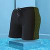 Inner Drawstring Mid-rise Swimming Trunks with Lining Streamlined Design Elastic Waistband Men Shark Print Stitching Swim Shorts Beachwear