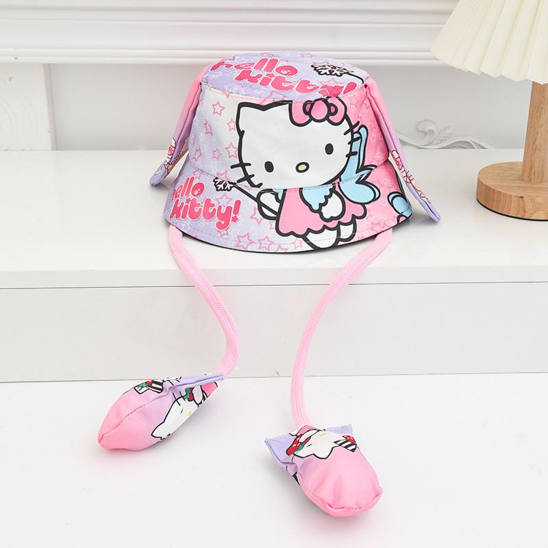 Cartoon Fisherman Hat For Kids With 3d Ears And Stitch Spider Man Print Design Summer Sun Protection Cotton Polyester