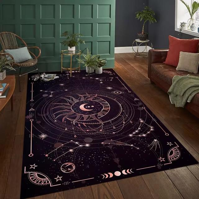 Sun Moon Pentagram Witch Altar Rug Carpet for Living Room Gothic Decor Sofa Table Area Rugs Doormat Large Anti-slip Floor Mat