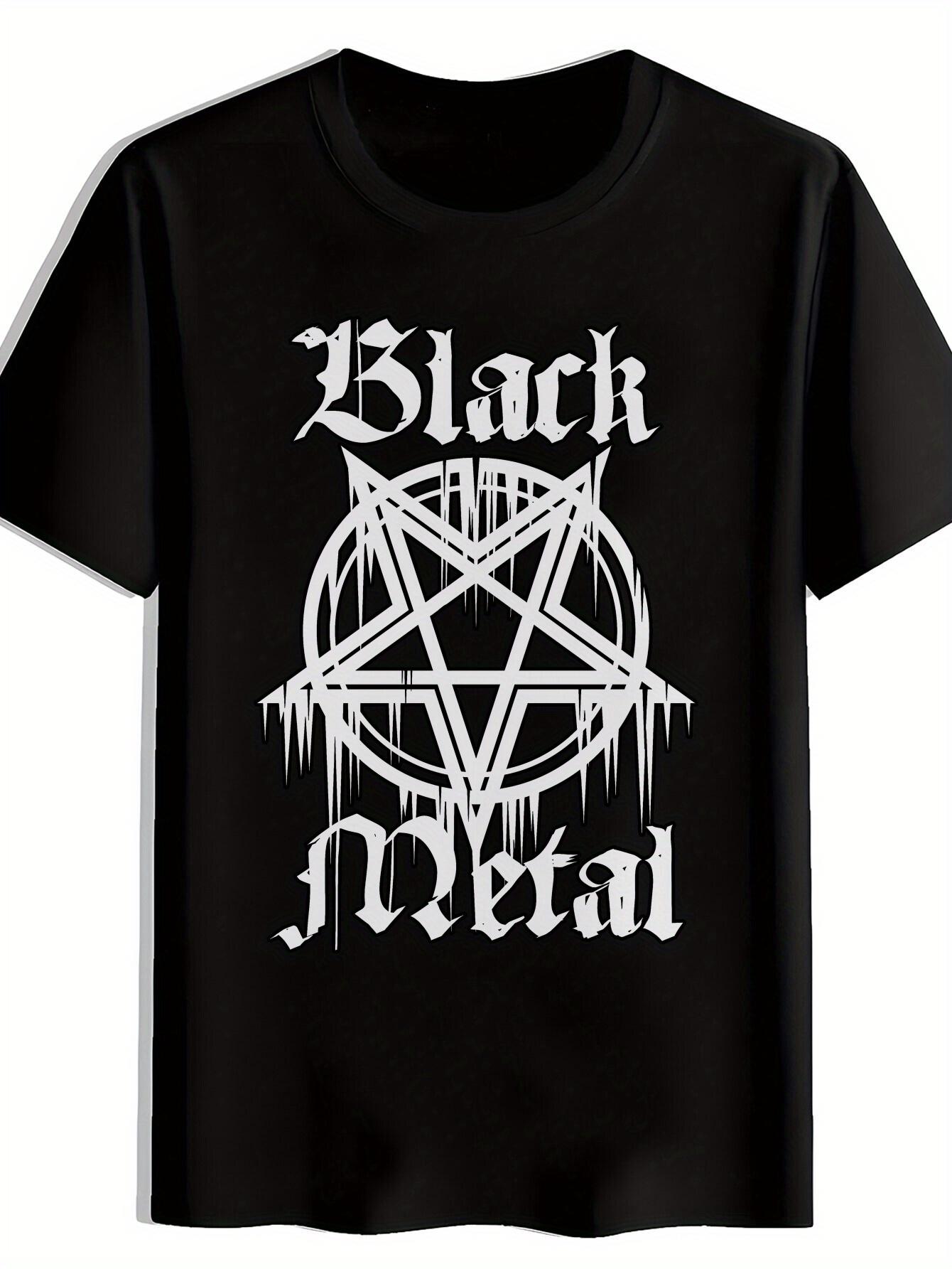 

Heavy Metal Graphic T-shirt - Black Band Tee with Bold BLACK METAL Text - Lightweight Polyester Shirt for Concerts XL