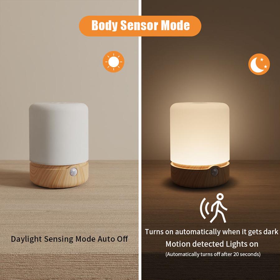 LED Night Light Touch Light Sensor Control Portable USB Powered Color Changing Atmosphere Lamp for Bedside Bedroom Living Room