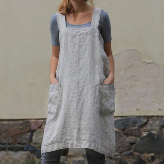 Cooking Apron Solid Color Crisscross Back with Pockets Fine Workmanship Garden Apron Baking Accessories