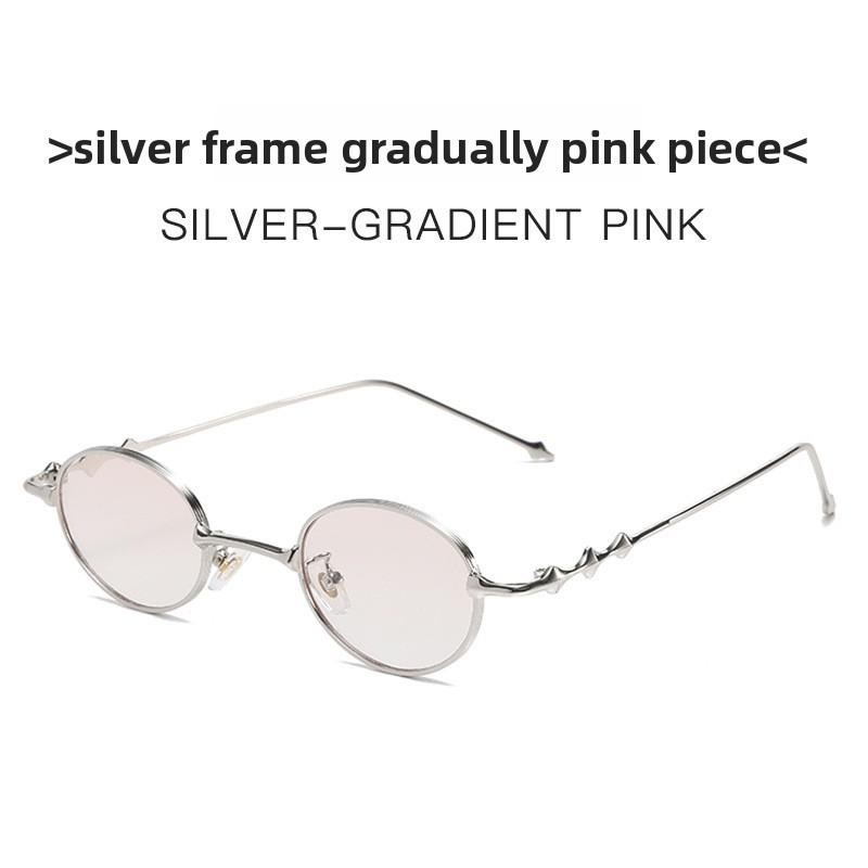 

Gm Metal Round Sunglasses With Uv400 Protection For Fashionable Travel And Outdoor Activities SilverFrameGradientPink