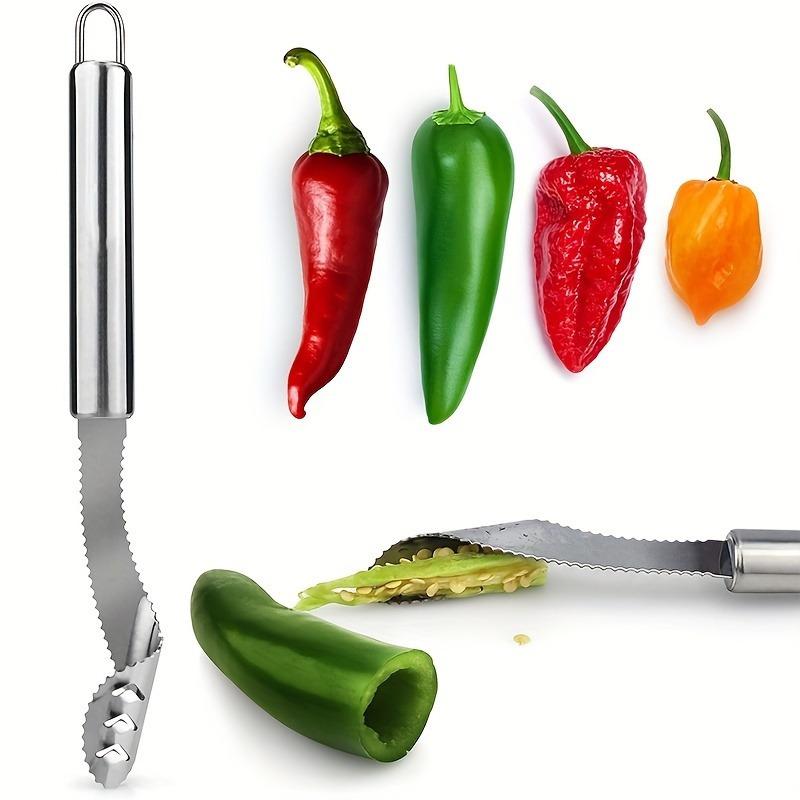 2pcs Stainless Steel Fruit Corer, Red Pepper Seed Remover, Vegetable and Fruit Corer, Kitchen Gadget, Convenient for Peeling and Slicing