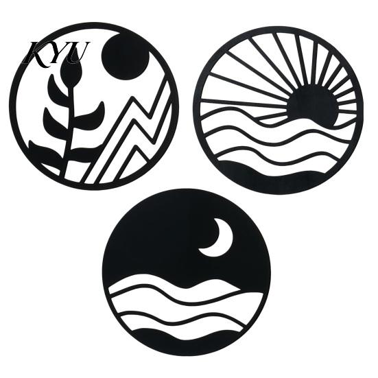 Minimalist Wall Hanging 3Pcs Boho Art Decoration, Vintage Metal Hollow-out Decor, Silhouette Living Room Accent Sculpture, Ornament for Bedroom Office