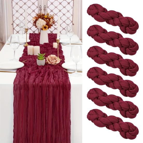 Cheesecloth Table Runner Wrinkled Boho Table Runner 6ft 10ft 13ft Rustic Farmhouse Table Runner for Wedding Engagement Bridal Shower Party Decoration