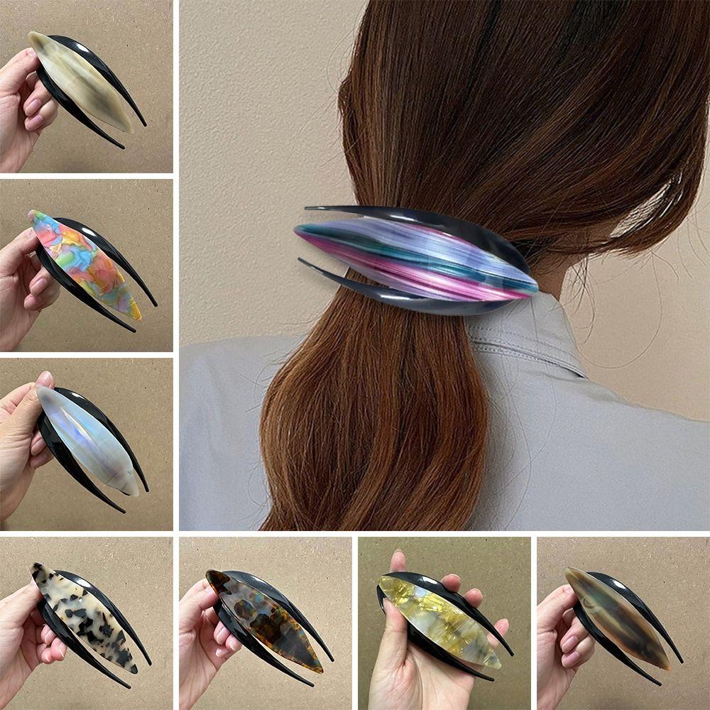 

New Acetate Fiber Wood Grain Horsetail Duckbill Clip Hair Tiaras Dovetail Clip Hair Accessories