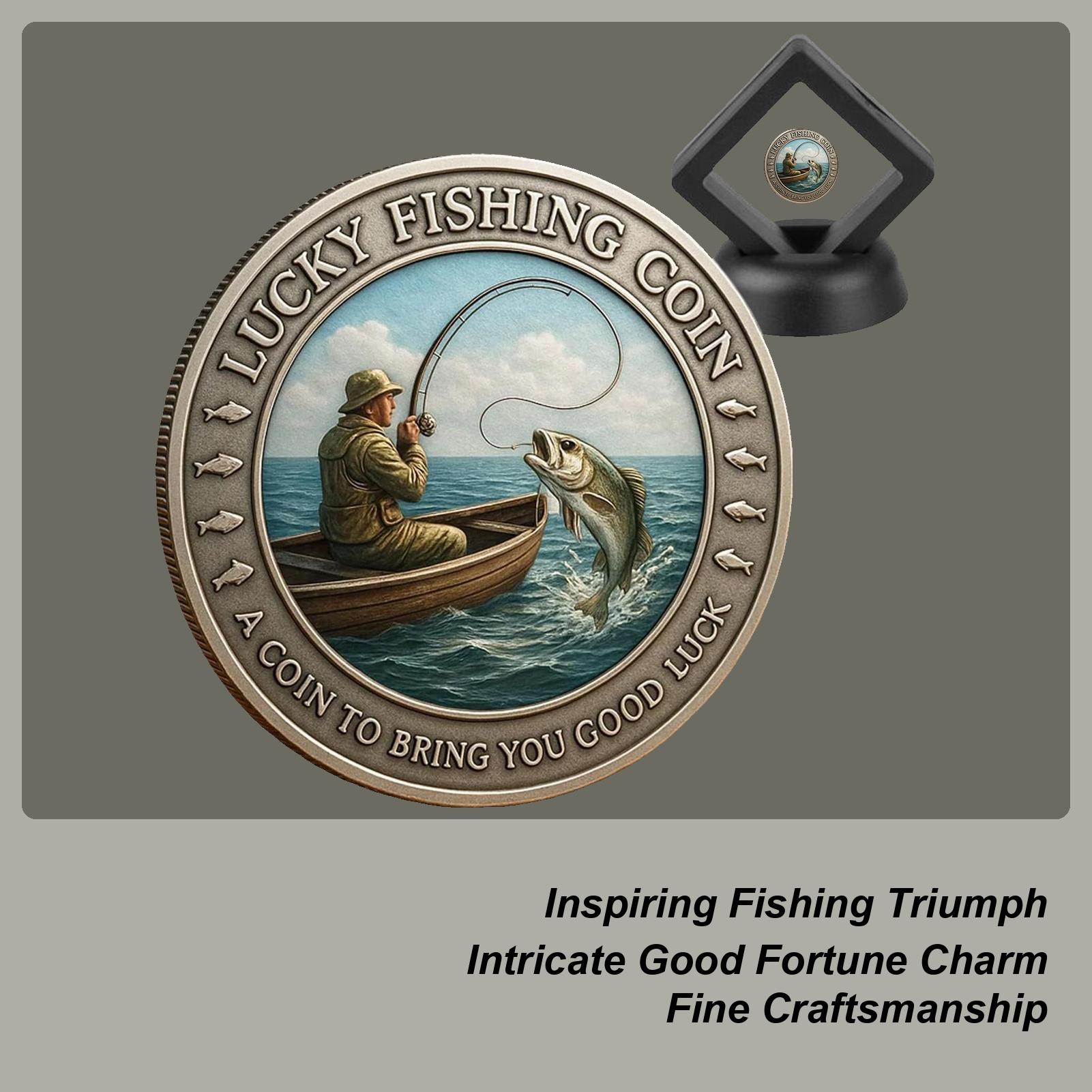 

Good Fortune Coin Fisherman Metal Keepsake Collectible Coin for Angler Husband Luck Outdoor Fishing Activities Camping Lover China Mainland