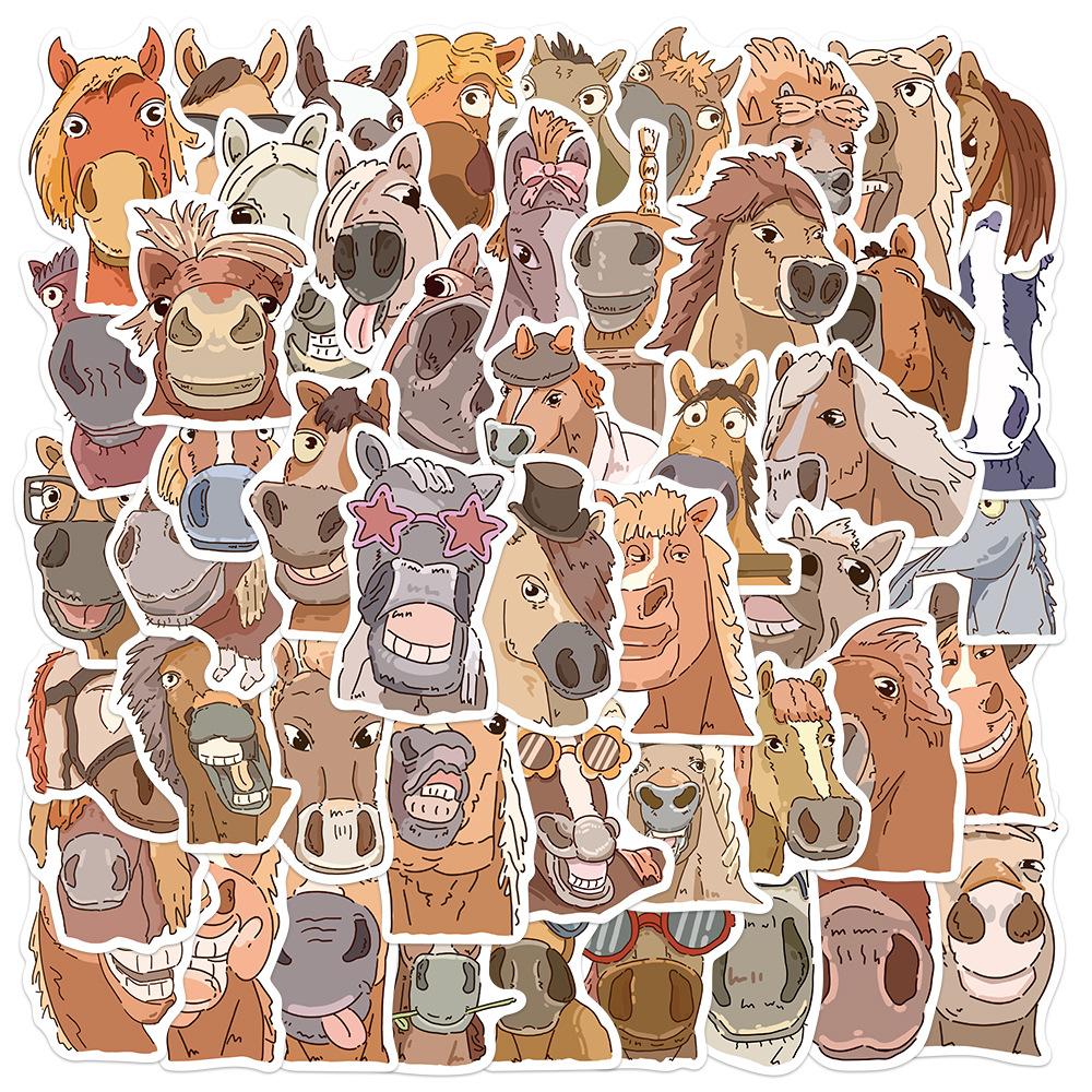 

50PCS Horse Expression Funny Stickers DIY Phone Guitar Laptop Notebook Suitcase Water Bottle Waterproof Sticker Decals Toys