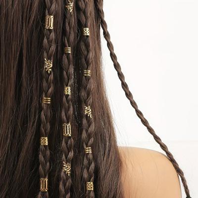 40PCS/Set Gold/Silver Hair Jewelry for Braids Accessories Hollow Out Hair Rings For Hair Dreadlocks Adjustable Hair Rings Cuffs