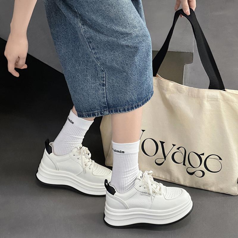 Leather little white shoes women's summer mesh single shoes muffin platform sports shoes small casual shoes tide