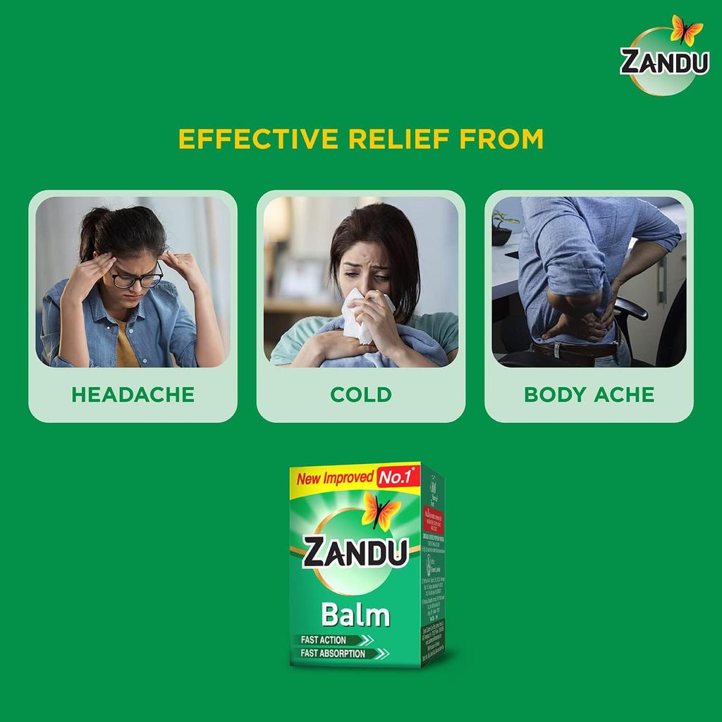 Zandu Balm 50ml X Pack of 2 Pain Relief Balm for Headache, Body Ache, Muscle Pain and Cold Relief