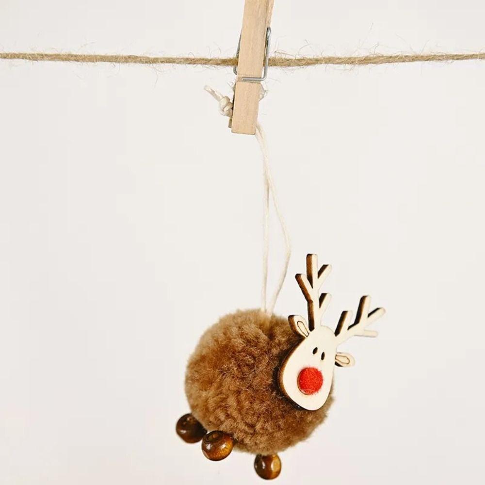 Wooden Elk Christmas Tree Ornaments Wool Felt Elk Hanging Pendant Wooden Deer Ornaments New Year