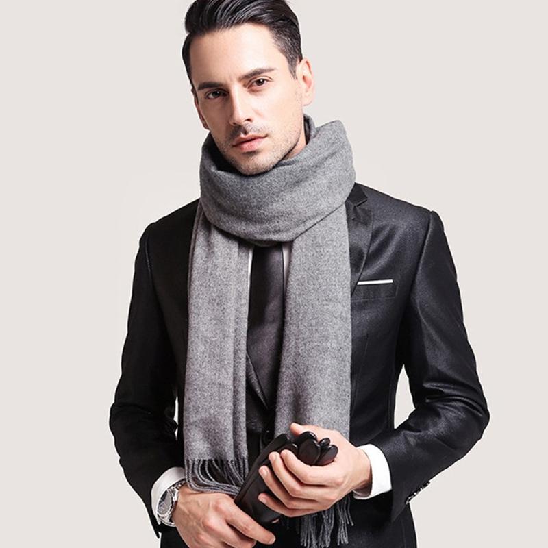 Eșarfe de lână de iarnă moale și cald cașmir șal îngroșat lung Tassel șal cald eșarfă de culoare solidă femei bărbat eșarfă