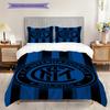 Strisce Blu Emblema Nero: Biancheria da letto con design iconico dell'Inter (1 * copripiumino + 2 * federa, senza nucleo) Set biancheria da letto regalo di Natale compleanno