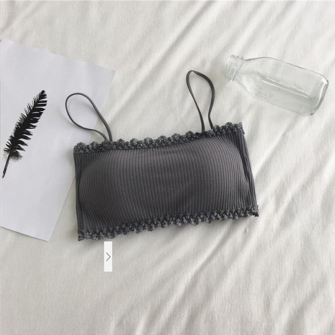 

Подростковый кружевной топ-бандо, майка с подкладкой, элегантный дизайн спины One size