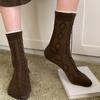 Women's Mid-calf Socks, Winter Fleece Warm Wool Socks, Black and White Women's Flower Bud Mouth Pile Texture Long Socks