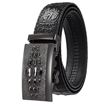 Men'S Genuine Leather High-End Black Crocodile Pattern Belt Business Automatic Buckle Belt Men'S First Layer Cowhide Belt