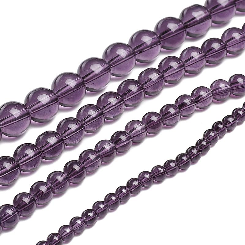 38cm/Str Glass Round Bead Chain for Necklace Bracelet DIY Jewelry Making 4-10mm