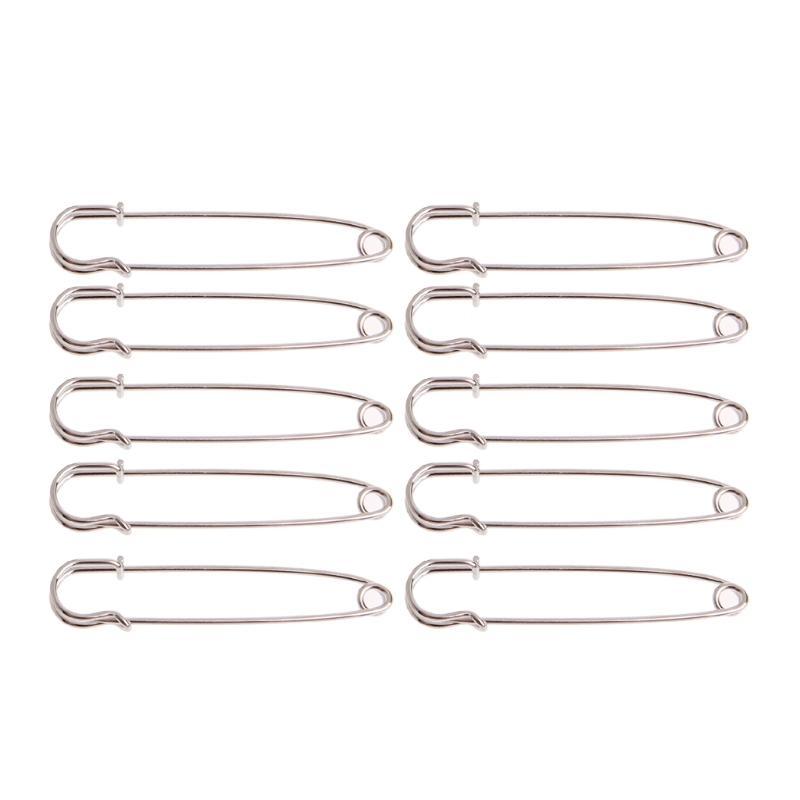 X6HE Heavy Duty 10 Pieces Safety Pins Silver Tone for Sharp Safe Pin DIY Sewing