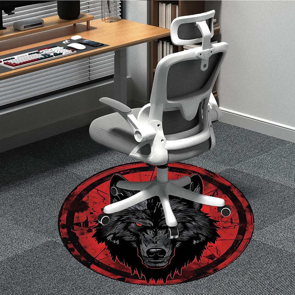 1pc Wolf Head Emblem Chair Carpet for Office, Non-slip, Soft and Durable Office Rug, Perfect for Office yy251227140 80cm by 80cm
