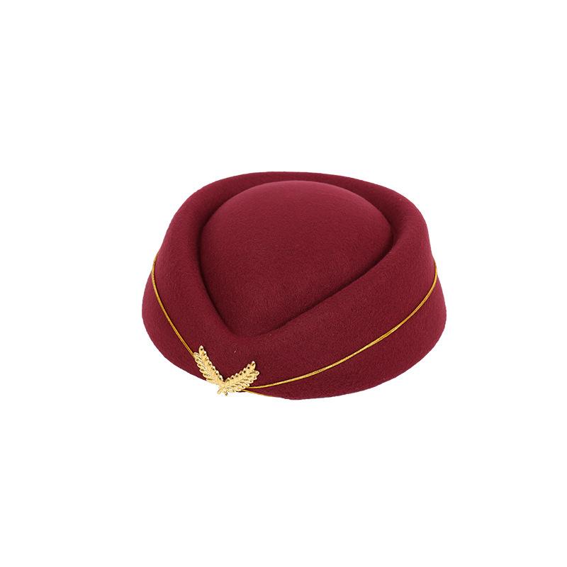 Woolen Bere Stewardess Hat High Speed Rail Stewardess Hat Hotel Front Desk Attendant Uniform Hat